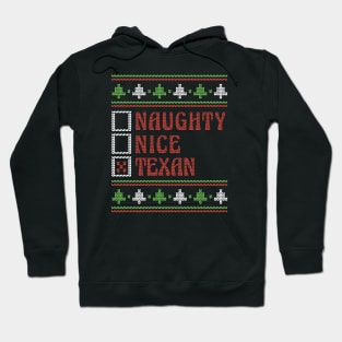 Retro Naughty Nice Texan // Ugly Xmas Sweater Style Hoodie